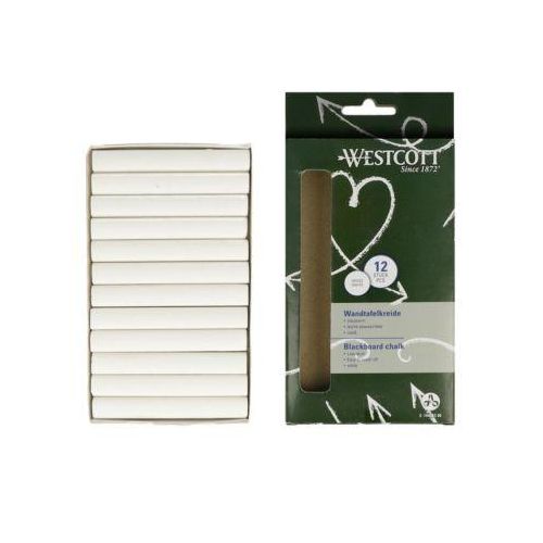 Wandtafelkreide Westcott, weiß, staubarm, leicht abwaschbar, 12 x 84 mm, 12 Stück