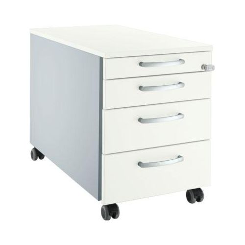 Schäfer Shop Genius Rollcontainer 1233, mit Griff rund, B 435 x H 577 mm, weißalu/weißalu/weiß