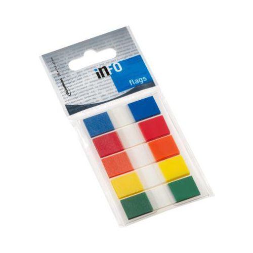 Haftnotizen INFO FLAGS, Z-Faltung, beschreibbar, selbstklebend, ablösbar, lösungsmittelfrei, 180 Blatt ohne Spender, B 43 x H 12,5 mm, farbsortiert