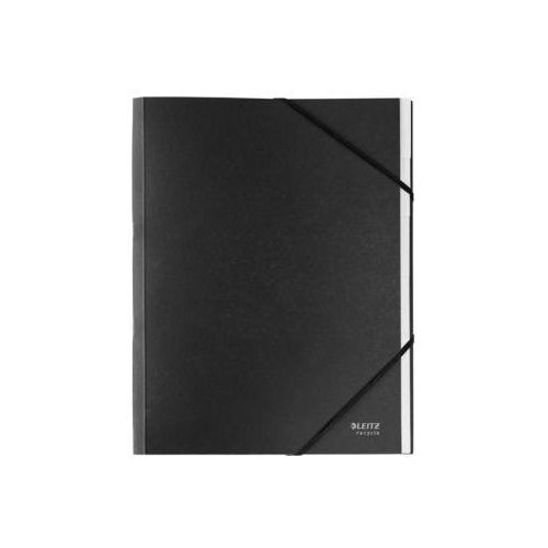 Leitz® Sammelmappe Recycle, A4, 6 Fächer mit Blanko-Taben, Inhaltsverzeichnis, Gummibandverschluss, 100 % recycelbar, Karton, schwarz
