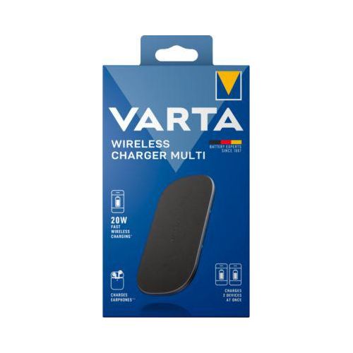 Powerbank Varta Multi 20 W, kabelloses Laden, Dual-Coil-Technologie, bis 20 W, USB Type C, B 120 x T 31 x H 230 mm, schwarz