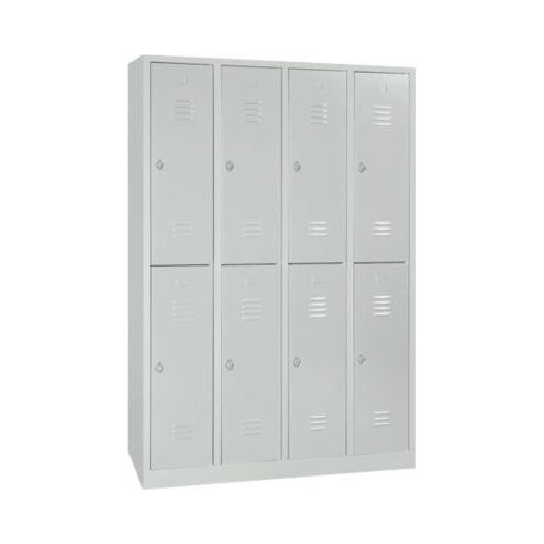 Kleiderspind, 4 Abteile übereinander, B 1170 x H 1950 mm, Drehriegelverschluss, lichtgrau/lichtgrau