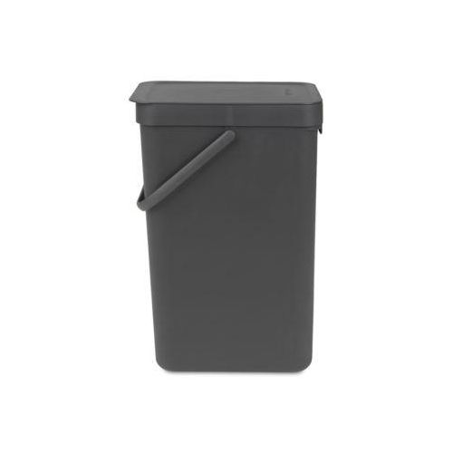 Abfallsammler Sort & Go, rechteckig, mit Wandhalterung, Deckel & Griff, 16 l, Kunststoff, grau