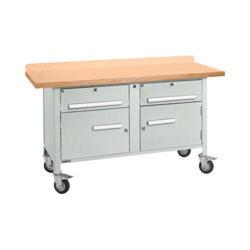 Mobile Werkbank Schäfer Shop Select PWi 150-0, Buche Multiplexplatte, bis 400 kg, B 1500 x T 700 x H 840 mm