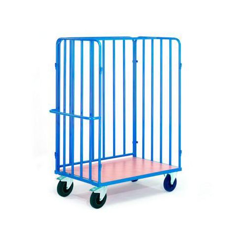 Paketwagen mit Längswänden, 1 Rückwand, 1000 x 670 mm