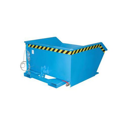 Bauer Kippbehälter GU-E 750, mit Siebblech & Ablasshahn, öl-/wasserdicht, staplertauglich, B 1280 x T 1440 x H 680 mm, lichtblau RAL 5012