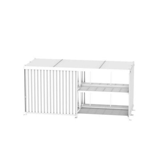 Regalcontainer BAUER CEN 59-2b, Stahl, Schiebetor, B 6550 x T 2900 x H 3050 mm, wei&szlig;