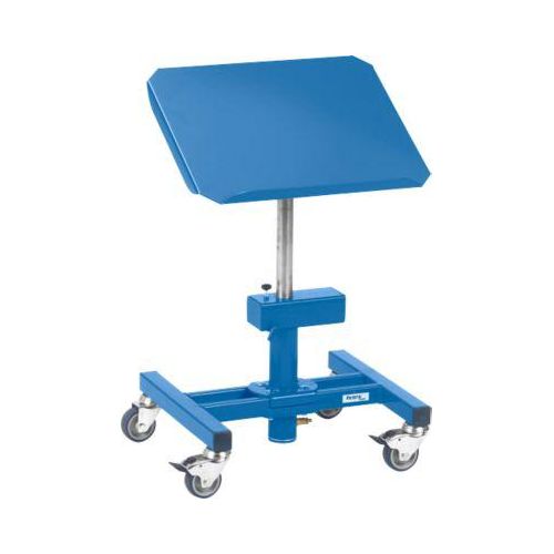 Materialständer, fahrbar, manuell höhenverstellbar 510 - 700 mm, Plattform neigbar