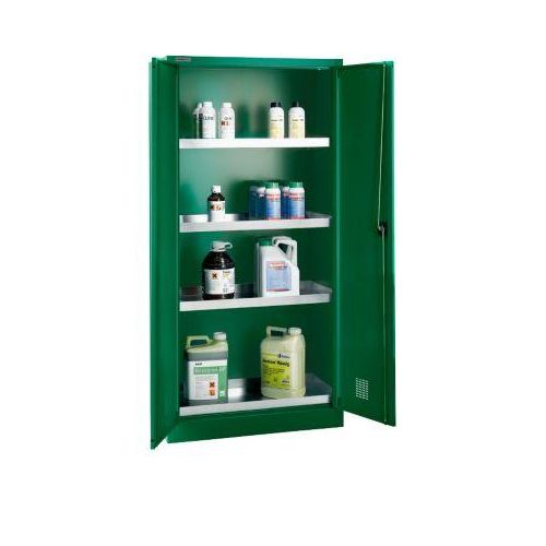 Schäfer Shop Select Pflanzenschutzmittel- und Chemikalienschrank, Stahl, B 950 x T 500 x H 1935 mm, 4 Standard-Wannen, 4 x 20 l