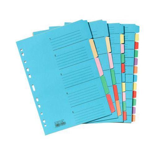 Farbiges Kartonregister, einzeln, DIN A4 Überbreite, 5 Fächer