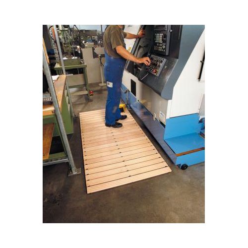 Bodenrost, für den Innenbereich, eckiger Zuschnitt, rutschhemmend, öl- & chemikalienresistent, Gummifüße, B 1000 x L 1500 mm, Buchenholz