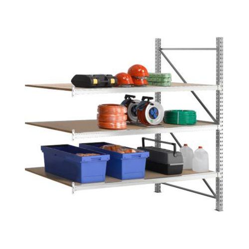 Regalsystem WR 600, Anbaufeld, Traverse verzinkt, mit 3 Ebenen, 2500 x 1500 x 800 mm