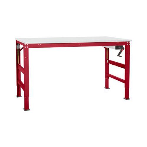 Arbeitstisch Ergo K, m. Kurbel, 2000 x 800 mm, Tischplatte Kunststoff, rubinrot