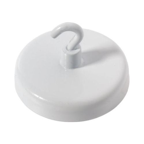 Kraftmagnet mit Haken, Ø 47 mm, Haftkraft ca. 18 kg, weiß, 5 Stück