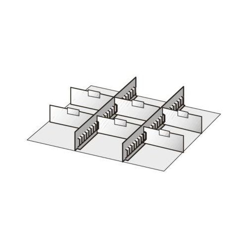 Schubladen-Unterteilungen, 2 Zwischenstege/6 Trennwände, 50mm, Stahlblech