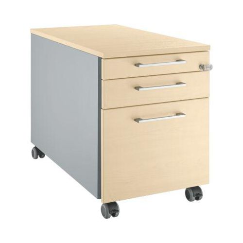 Schäfer Shop Select Rollcontainer 126, mit Griff eckig, weißalu/weißalu/Ahorn-Dekor