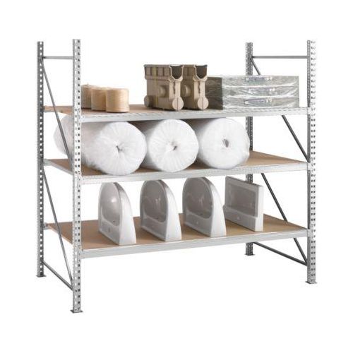 Regalsystem WR 600, Grundfeld, Traverse verzinkt, mit 3 Ebenen, 2500 x 1800 x 1050 mm