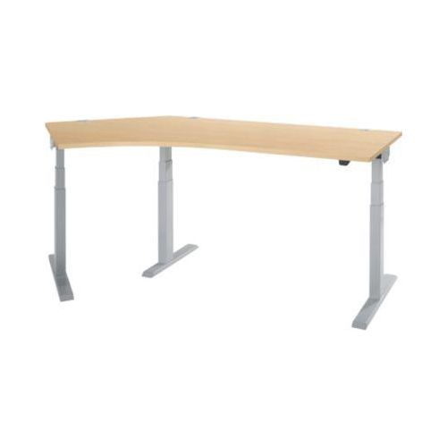 Sch&auml;fer Shop Select Winkelschreibtisch ERGO-T 2.0, elektrisch h&ouml;henverstellbar, 135&deg; Winkel links, T-Fu&szlig;, B 2000 mm, Ahorn/wei&szlig;alu