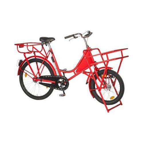 Lastenfahrrad, Rahmen Stahl, mit Vorderrad-Lastenträger, Vorderrad-Ständer, rot