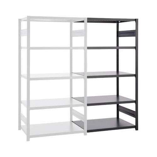 Steckregal ORDO Business, Anbauregal, modular, 5 Fachböden, Fachlast 185 kg, Feldlast 1000 kg, B 1310 x T 835 x H 2500 mm, Stahl, schwarz