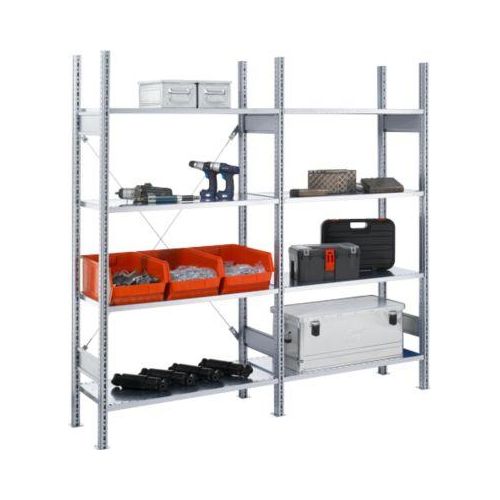 Steckregal FBR 2200, Komplettregal 2,08 m, 1 Grund- und 1 Anbaufeld incl. 8 Böden, H 2013 x B 2080 x T 500 mm