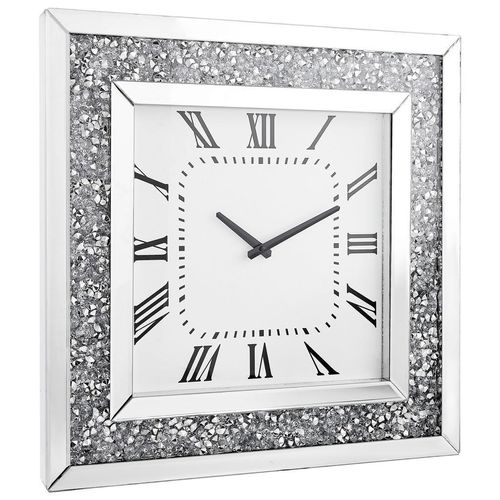 Xora Wanduhr , Silber, Weiß , Glas, Holzwerkstoff , 50x50x5 cm , Dekoration, Uhren, Wanduhren