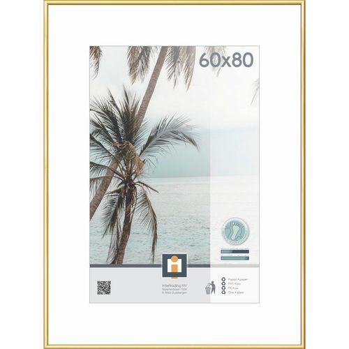 Bilderrahmen Kyoto , Gold , Kunststoff, Glas , rechteckig , 81.1x61.1 cm , Bilder und Zubehör, Bilderrahmen, Bilderrahmen Kunststoff