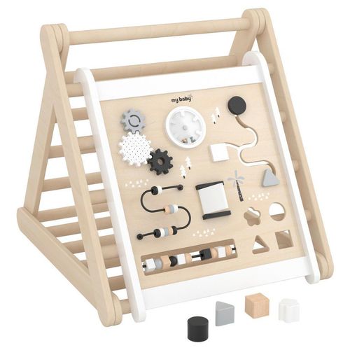 My Baby Lou Motorikspiel , Natur, Schwarz, Weiß , Holz, Kunststoff , Buche , Sperrholz , 62.2x54.7x52.2 cm , unisex , Fsc, EN 71 , transportierbar , Spielzeug, Babyspielzeug, Motorikspielzeug