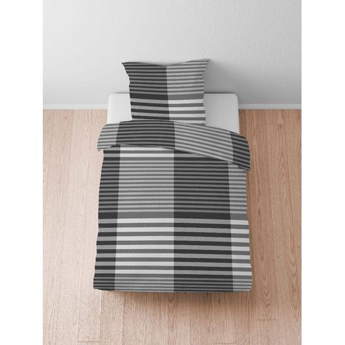 Bettwäsche BIBERNA Gr. 1, silbergrau, B/L: 135cm x 200cm, Feinbiber, B/L: 80cm x 80cm, 1 Stk., Feinbiber, 100% Baumwolle, Bettwäsche