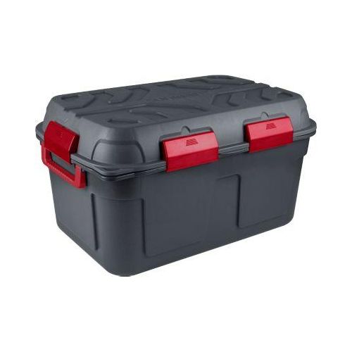 Aufbewahrungsbox Sunware Q-LINE, 130L, wasserdicht, mit Griff und Rollen, 6 Verschlussclips, L 790 x B 425 x H 425 mm, anthrazit/rot