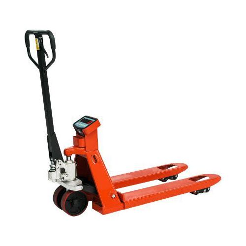 Schefer Gabelhubwagen mit Waage Premium, Tragfähigkeit 2500 kg, Teilung 0,5 kg, Gabellänge 800 mm