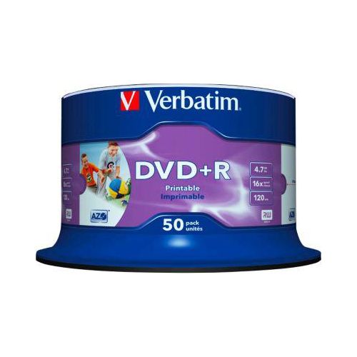 Verbatim DVD+R AZO Wide Inkjet Printable, Kapazität 4,7 GB, 50er-Spindel
