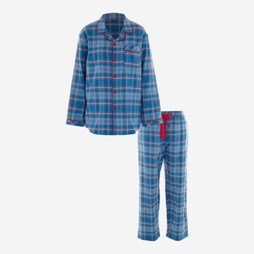 Blau-rotes Pyjamaset aus Hemd und Hose