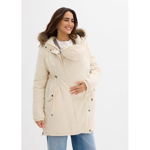 bonprix 3-in-1 Umstandsparka mit Trageeinsatz, beige, Gr.40, Mittelwarm wattierter Umstandsparka für die Schwangerschaft und danach
