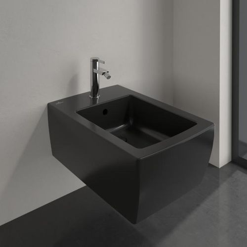 Villeroy & Boch Memento 2.0 Wandbidet 443300S5 37,5 x 56 cm, Ebony C-plus, mit Hahnloch, mit Überlauf