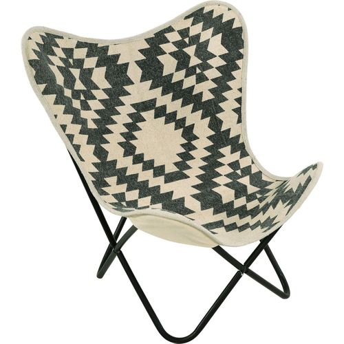 Lesli Living Schmetterlingsstuhl aus Filzstoff "Brent" beige-schwarz