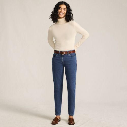 Slim Fit Jeans High Waist in Petite-Größe, Damen, size: petite, Blau, Baumwolle/Baumwoll-Mischung, by Lands' End