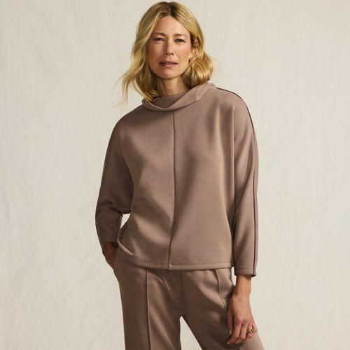 Samtweiches Sweatshirt, Damen,  Braun, Polyester/Polyester-Mischung/Baumwolle Modal, by Lands' End