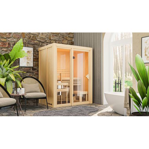 Sauna KARIBU "Alani 1", natur, (ohne Ofen), Saunen