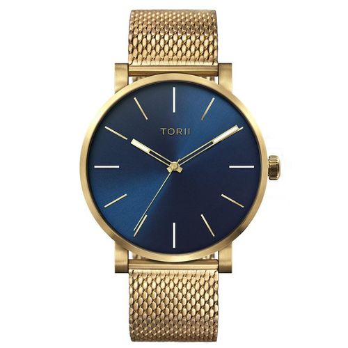 Herrenuhr TORII G45GG.NG, klassisch in Marineblau, zum Schwimmen geeignet.