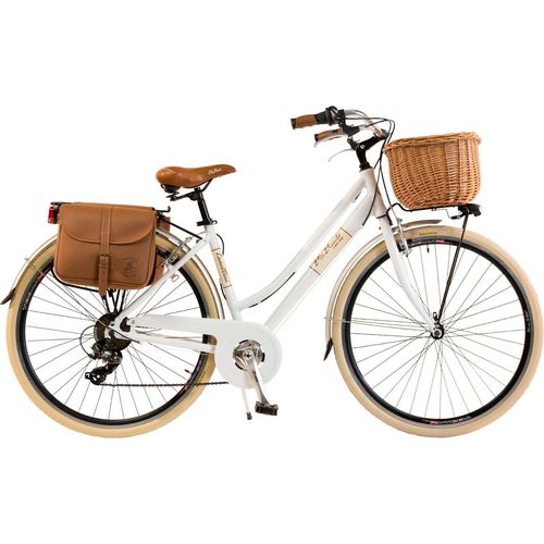 Via Veneto by Canellini Fahrrad Citybike Frau Aluminium mit Korb und Tasche - Weiß 46 Image