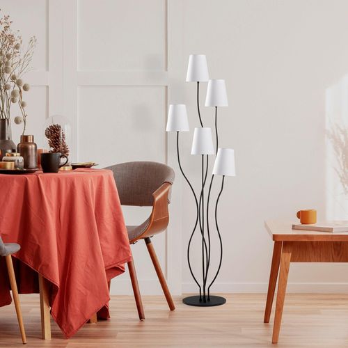 Opviq, Bonibon- Bonibon FLG, Schwarz,Weiß, Stehlampen, 44 x 44 x 160 cm, Metallkörper