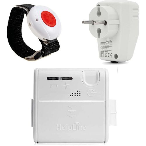 HelpLine Mini: Kleiner mobiler Hausnotruf inklusive Repeater REP868 mit Notrufarmband und Gürtel Clip für die häusliche Pflege; Notrufsystem mit Funk Notruf Armband; Notrufknopf für Senioren