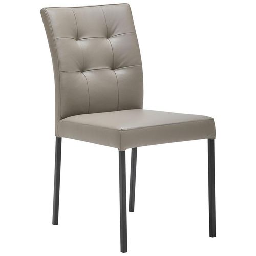 Stuhl , Grau , Metall, Leder , Echtleder , Büffelleder , eckig , 45.5x86x57.5 cm , Lederauswahl , Stühle