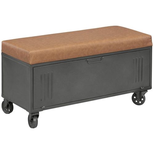 Livetastic Garderobenbank , Braun, Schwarz , Metall , 1-Sitzer , 95x51.5x40.5 cm , Truhe im Sitz , Garderobe, Garderobenbänke