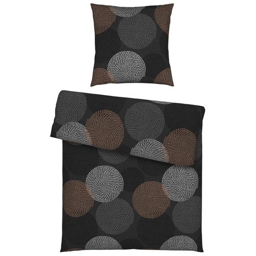 Novel Bettwäsche , Anthrazit , Textil , Kreise , 135x200 cm , pflegeleicht, angenehm wärmend , Schlaftextilien, Bettwäsche, Bettwäsche