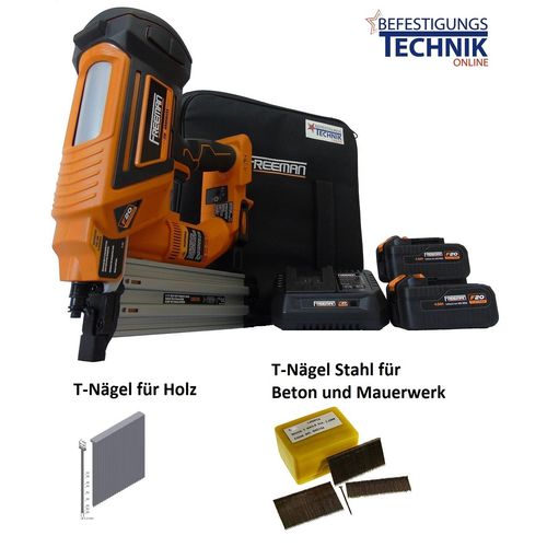 Freeman Akku T-Nagler LDST64 18-64mm 2x4,0Ah Betonnagler für 2,2 T-Nägel Prebena BR-09