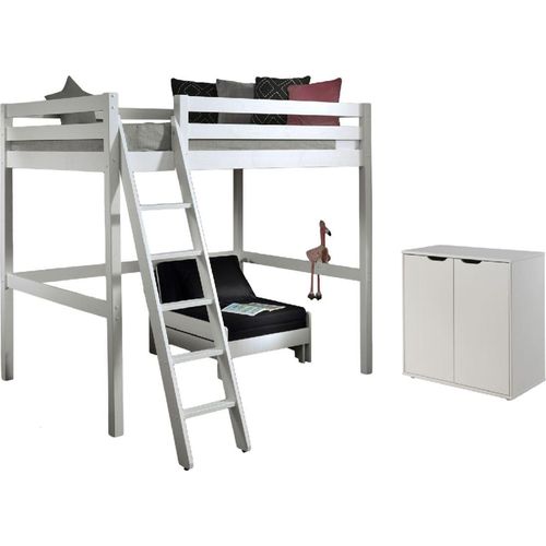 Hochbett Katheryn 209x215x190 Kinderbett Massivholz+MDF Weiß