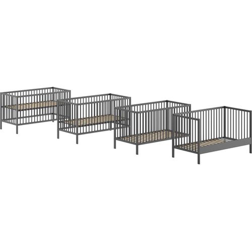 Babybett Kara-lynn 144x76x84 Wiege Massivholz Buche Anthrazit