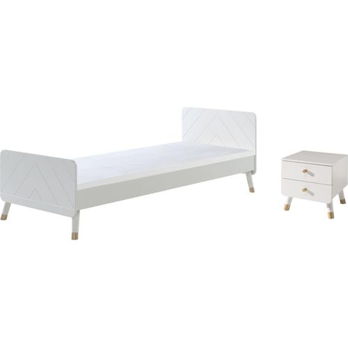 Bett mit Nachtkommode Kamillah Kinderbett MDF Satin Weiß